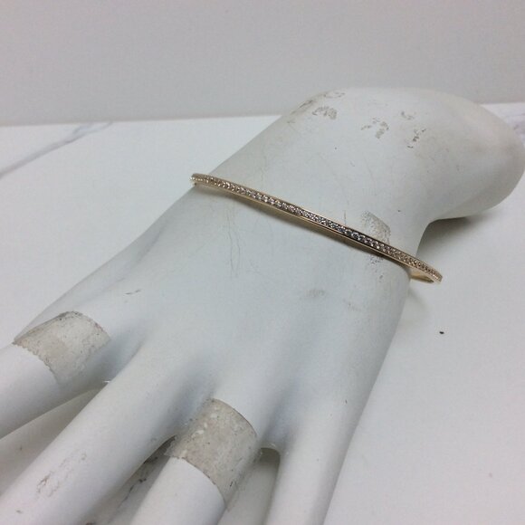 14K Yellow Real Solid GOLD BANGLE CZ Zirconia Bangle Bracelet 6.70gr 71/2'' - Picture 7 of 8